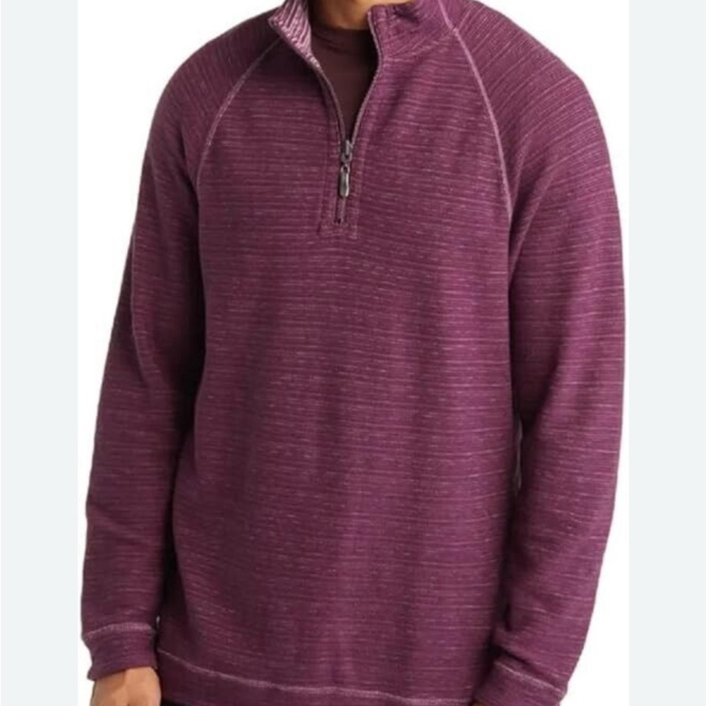 NWOT Purple Zip Up Sweater with Textured Knit and Stand-Up Collar XXL